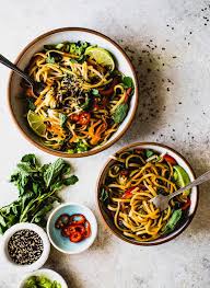 Sesame Thai Rice Noodles With Vegetables Vegan Recipe Recipe Rice Noodles Asian Recipes Thai Rice Noodles