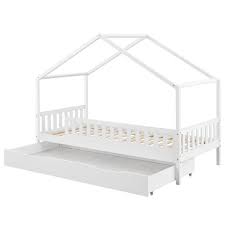 Ein sehr schönes bett für kleine oder große prinzessinnen. Kinderbett 90 X 200 Cm Mit Bettkasten Dach Und Lattenrost In Weiss
