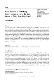 Human trafficking bolsters abusive regimes and criminal groups, weakens global supply chains, fuels corruption, and undermines good governance. Pdf Anti Human Trafficking Interventions How Do We Know If They Are Working