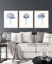 Peony Print Bathroom Wall Decor Living Room Decor Dining Room Etsy Navy Blue Wall Art Blue Wall Art Bedroom Wall Art