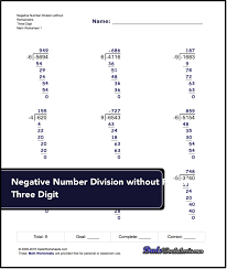 Negative Numbers Worksheets For Long Division Free Printable Math Worksheets Negative Numbers Free Math Worksheets