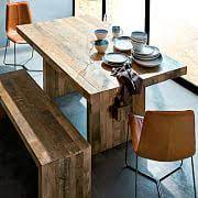 Impressive two inch single teak slab dining table with beautiful natural eroded ends. Reclaimed Wood Table