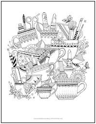 This tea party is inspired by the mandala, a unique symmetrical art that. Teacups Cosmetics Coloring Page Print It Free