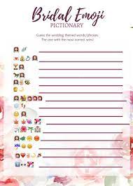 Bridal Shower Emoji Game Https Www Etsy Com Listing 509271471 Bridal Shower Game Emoji Pi Modern Baby Shower Games Baby Shower Funny Funny Baby Shower Games