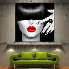 Black And White Photos With Red Lipstick Red Lips Face Modern Canvas Home Fine Wall Art Prints Black White Print Decor Bathroom Wall Decor Art Wall Art Prints Black And White Canvas