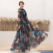 Thing splashy maxi dress comes with an '80s vibe that we love for a summer wedding or tropical destination. Plus Size Long Sleeve Bohemia Floral Beach Maxi Dress Summer Casual Loose Dresses Lightweight Sexy Chiffon Bridesmaid Sundress Dresses Aliexpress