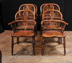 Handsome Set Of 6 Antique Windsor Kitchen Dining Chairs Br Set Consists Of 2 Arm Chairs And 4 Side Rustic Dining Chairs Farmhouse Chairs English Design