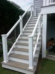 The Steel Cable Railing Is A Good Traditional Modern Mix Steel Cable Front Porch Stair Railings Exterior Stair Railing Outdoor Stair Railing Exterior Stairs