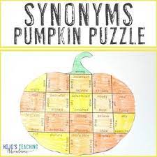 This Fall Pumpkin Synonym Puzzle Makes It Quick And Easy For Teachers To Provide A Hands On Game To Pumpkin Activities Fall Literacy Centers Halloween Literacy