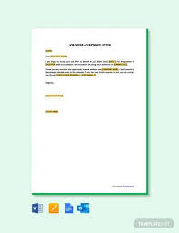 Dear abc, we are pleased to offer you the designation of 'job position', at our organization, 'name of organization. Free 9 Sample Job Offer Acceptance Letter Templates In Ms Word Pdf Google Docs Pages Ms Outlook