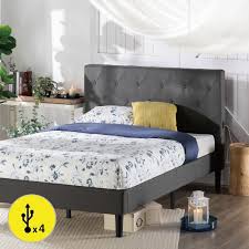 The weight of the packaging. Zinus Shalini 41 Upholstered Platform Bed Frame With Usb Ports Queen Walmart Com Walmart Com