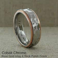 Cobalt Chrome Wedding Ring Rose Gold Edges Unique Titanium Wedding Rings Titanium Wedding Rings Black Zirconium Wedding Ring Wedding Rings Rose Gold
