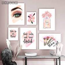 Makeup Poster Nordic Wall Art Fashion Eyelash Canvas Print Painting Perfume Bottle Pictures For Living Room Modern Decoration Fashion Wall Art Bedroom Decor Girly Wall Art Makeup Wall Art