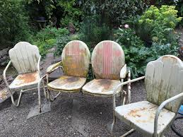 Midcentury Metal Glider With 2 Matching Chairs Etsy Metal Lawn Chairs Matching Chairs Metal Patio Furniture