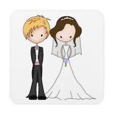Cute Brunette Bride And Blonde Groom Cartoon Beverage Coaster Zazzle Com Cute Brunette Brunette Bride Bride And Groom Cartoon