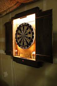 40 dartboard cabinet & dart board set led lights 6 steel tip darts and flights. Dartboard Cabinet Light Led Dartboard And 50 Similar Items