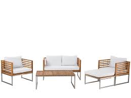 Un choix unique de salon de jardin inox disponible dans notre magasin. Salon De Jardin En Acier Inox Et Coussins Blancs Bermuda Beliani Fr