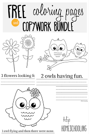 Free Printable Owl Coloring Pages And Copywork Bundle