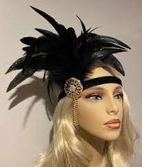 Great Gatsby Headband Black Gold Flapper Headpiece 1920s Etsy Flapper Headpiece Gatsby Headband Gold Flapper