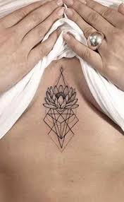 Tribal Lotus Sternum Tattoo Ideas For Women Boho Geometric Linework Black Triangle Diamond Tat Www Myb Foot Tattoos Geometric Tattoo Design Tattoos For Women