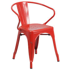 Flash Furniture Ch 31270 Red Gg Red Stackable Galvanized Steel Chair With Arms Vertical Slat Back And Drain Hole Seat Indoor Outdoor Chair Metal Dining Chairs Outdoor Dining Chairs