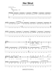 Her Strut Sheet Music Bob Seger Bass Guitar Tab