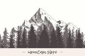 Mountain Slope With A Fir Forest Mountain Drawing Forest Drawing Forest Tattoos
