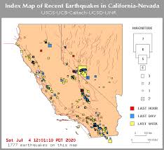 Recent Earthquakes In California And Nevada Index Map Recent Earthquakes Earthquake Major Earthquakes