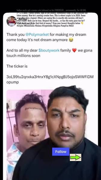Un indian și-a tatuat pe frunte o reclamă crypto și a câștigat 27.000 de dolari