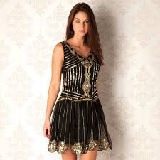 Black Gold Sequin Charleston Flapper Uk 14 Gatsby Dress 20 S Art Deco Cheap Designer Dresses Designer Evening Dresses Frock And Frill