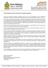 7th executive president of the democratic socialist republic of sri lanka. Pmd News On Twitter Today 18 President Gotabaya Rajapaksa Met With Eu Ambassadors At The Presidential Secretariat The Discussion Centered On Rebuilding The Economy After Passing The Covid 19 Crisis Pmdnews Https T Co F4jajqkcc7