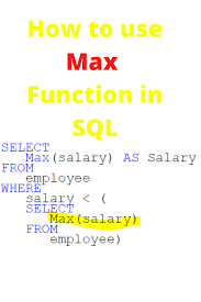 Select The Salary Column Using Sql Server Max Function Sql Sql Server Commonly Asked Interview Questions