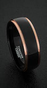 Mens Tungsten Wedding Bands 8mm Mens Ring Two Tone Black Polished With Rose Gold Step Edg Mens Wedding Bands Tungsten Tungsten Wedding Bands Mens Wedding Rings