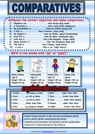 Comparative adjectives describe people, places or things in terms of another item. Comparative Forms Of Adjectives Exercises Handout For Kids Adjectives Grammar For Kids Comparative Adjectives