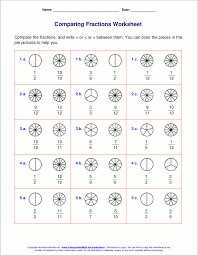 Free Worksheets For Comparing Or Ordering Fractions