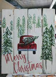 63 Super Ideas Painting Ideas On Canvas Christmas Truck Diy Christmas Canvas Christmas Canvas Christmas Paintings