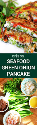 Crispy Korean Seafood Green Onion Pancake Great As Appetizer Side Dish Snack Or Even As A Ma Seafood Appetizers Recipes Appetizer Recipes Seafood Appetizers