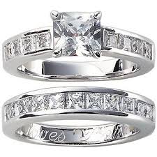 Product title laraso & co his and hers wedding ring set matching wedding bands for him size 10 and her size 6 average rating: Fingerhut Sterling Silver Princess Cut Cz Channel Set Personalized Bridal Set