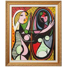 It can be noted that this painting showed how love should be at times. Painting Girl Before A Mirror Copy Of Picasso Gold Frame Modern Art For Sale At 1stdibs
