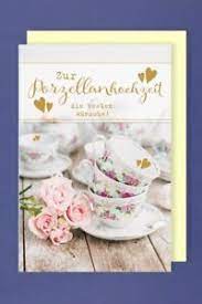 Glückwünsche sind zur porzellanhochzeit durchaus angebracht. Porzellanhochzeit Grusskarte Hochzeitstag Kaffeegeschirr 16x11cm Ebay