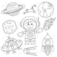 Colorea online en dibujos.net donde podrás compartir y crear tu propia galería de dibujos. Conjunto De Elementos De Espacio Astronauta Tierra Saturno Luna Ovni Cohete Cometa Constelacion Sputnik Y Estrellas Ilustracion En Blanco Y Negro Para Colorear Ilustraciones Vectoriales Clip Art Vectorizado Libre De Derechos Image