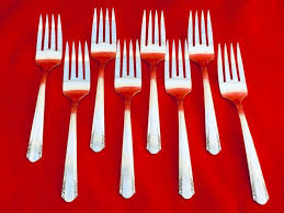 Vintage 40s Wm A Rogers Oneida Ltd Vista 8 Salad Forks Silver Plate Flatware Wmarogers Salad Fork Plates Silver Plate