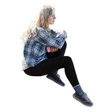 Cutout Image Of A Blonde Girl Sitting On A Rock She S Thinking How Nice It Would Be If She Could Be In Your Ren People Cutout Render People People Sitting Png