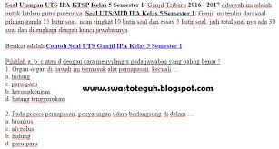 Soal uts matematika kelas 5 semester 1. Soal Ulangan Uts Ipa Ktsp Kelas 5 Semester 1 Ganjil Terbaru 2016 Soalbagus Com