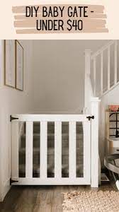 Diy Wooden Baby Gate Tutorial Easy Baby Gate Tutorial For Under 40 White Modern Baby Gate With Black H Diy Baby Gate Barn Door Baby Gate Wooden Baby Gates