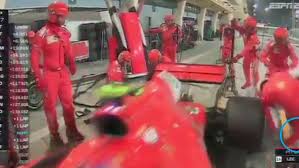 Kimi raikkonen ran over the mechanic's leg. Ferrari Mechanic Suffers Broken Leg When Hit By Kimi Raikkonen In Pits At Bahrain Gp Abc News
