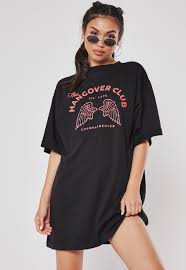 Black Hangover Club Graphic Oversized T Shirt Dress Missguided Oversized T Shirt Dress Tshirt Outfits Teenage Fashion Outfits