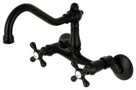 6 inch center kitchen faucet with sprayer. Ks3220ax Vintage 6 Adjustable Center Wall Mount Kitchen Faucet Matte Black Traditional Kitchen Faucets By Buildcom Houzz