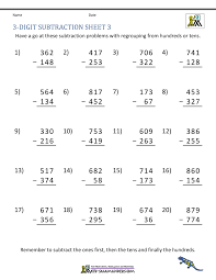 •addition without regrouping •subtraction without regrouping •addition with regrouping •subtraction with regrouping supplies: 3 Digit Subtraction With Regrouping Worksheets Pdf Novocom Top