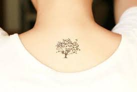 Miniature Bodhi Tree Tattoo On Back Neck For Girls Tiny Tree Tattoo Tree Tattoo Small Tree Tattoo Designs
